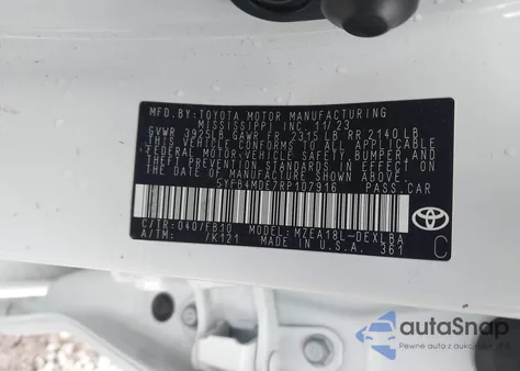 2024 Toyota Corolla Le из США, поврежденный, VIN 5YFB4MDE7RP107916